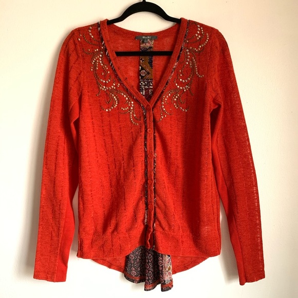 MISS ME Burnt Orange Back Paneled Cardigan… - Picture 2 of 8